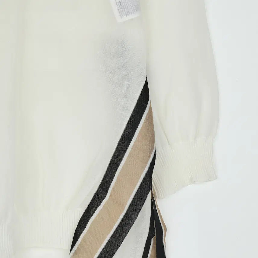 [BUNJANG] Burberry White Sheer Collar Knit Top / 버버리 화이트 시스루 카라니트