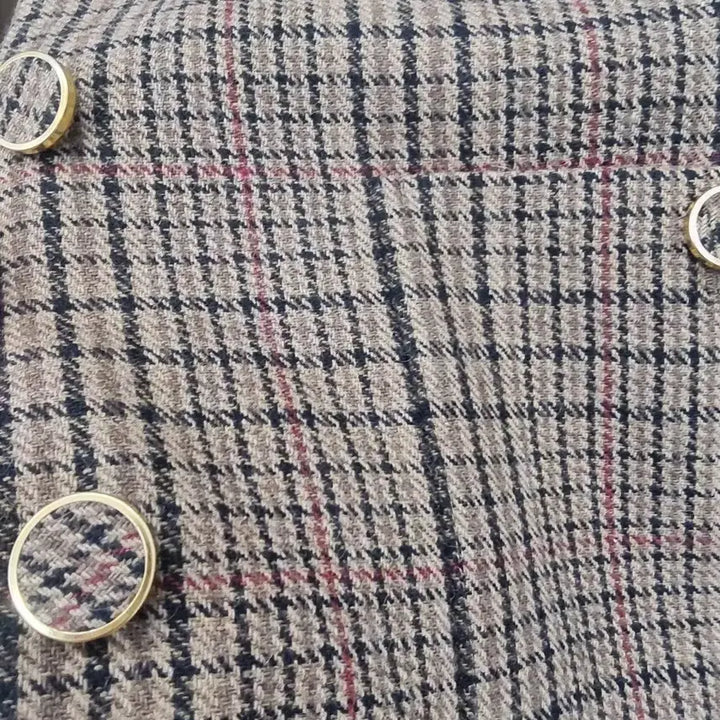 [BUNJANG] Nil By Pi Checkered Collarless Jacket 34 / 닐바이피 체크 노카라 자켓 34