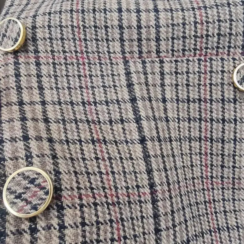 [BUNJANG] Nil By Pi Checkered Collarless Jacket 34 / 닐바이피 체크 노카라 자켓 34