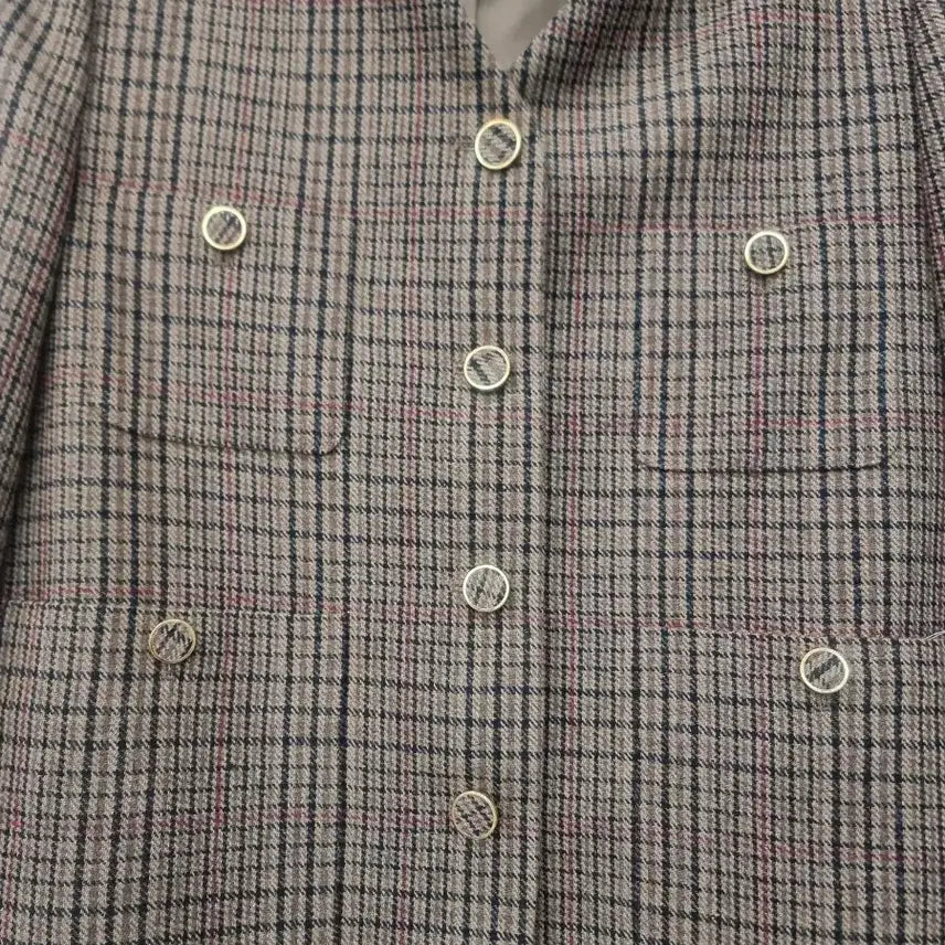 [BUNJANG] Nil By Pi Checkered Collarless Jacket 34 / 닐바이피 체크 노카라 자켓 34