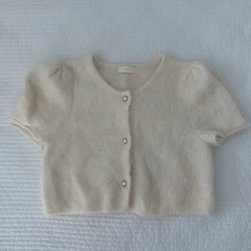 [SOLD OUT] 리에뜨 펄 알파카 퍼프 가디건 아이보리