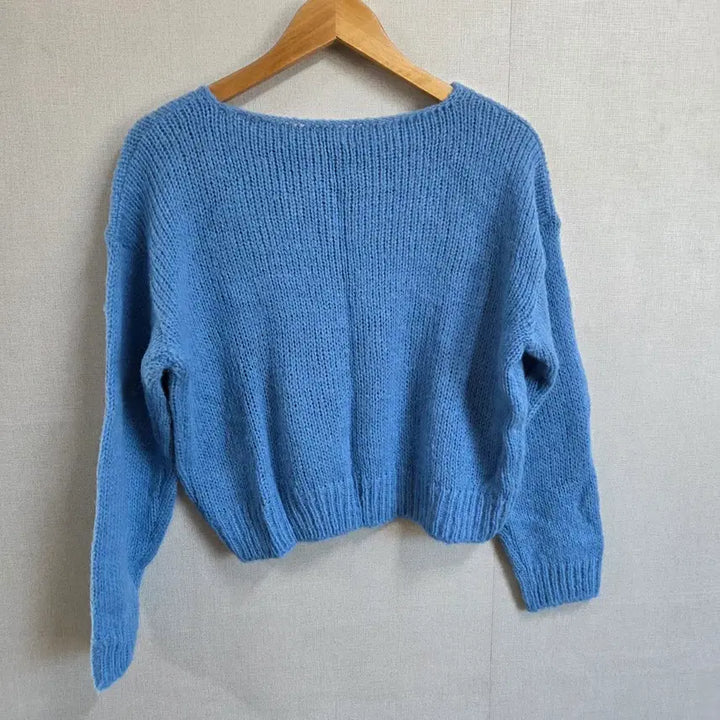 [BUNJANG] Sky Blue Crop Knit Sweater / 여성 스카이블루 크롭 니트 스웨터 F