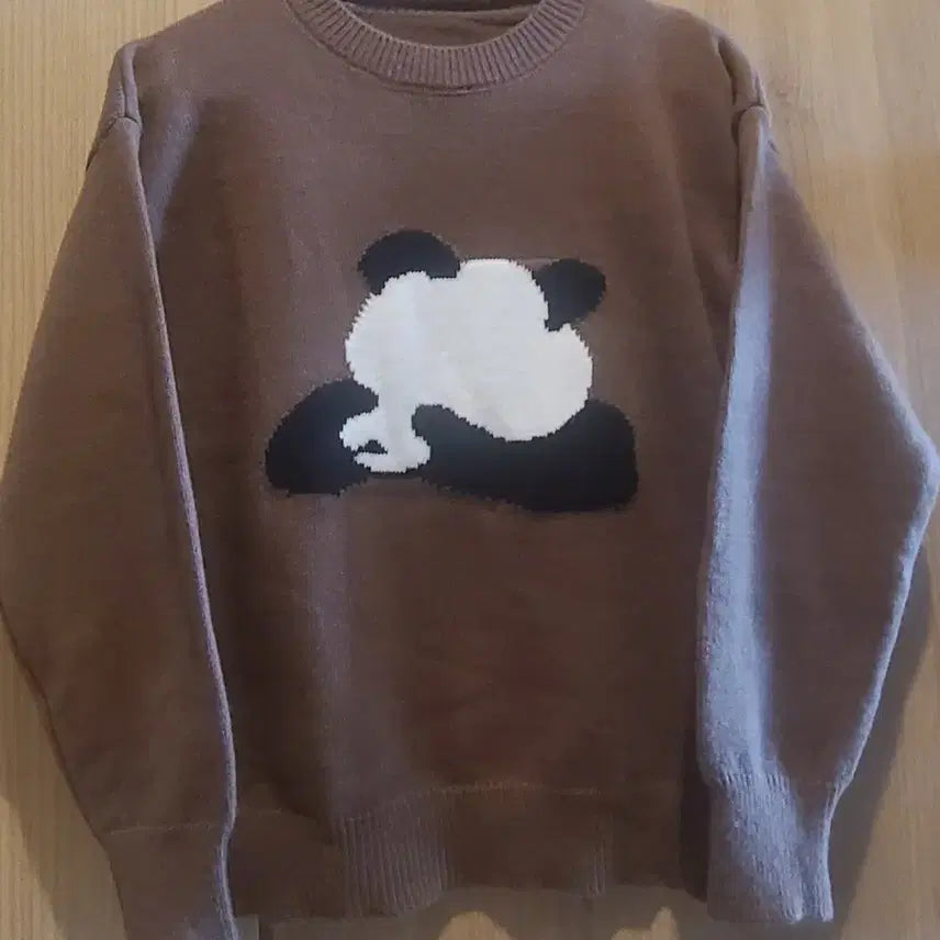 [BUNJANG] Panda Knit Sweater / (새상품)예쁜 팬더 니트티셔츠(브라운/free~77)