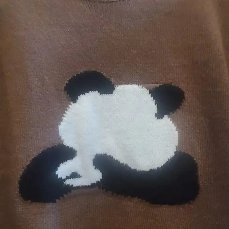 [BUNJANG] Panda Knit Sweater / (새상품)예쁜 팬더 니트티셔츠(브라운/free~77)