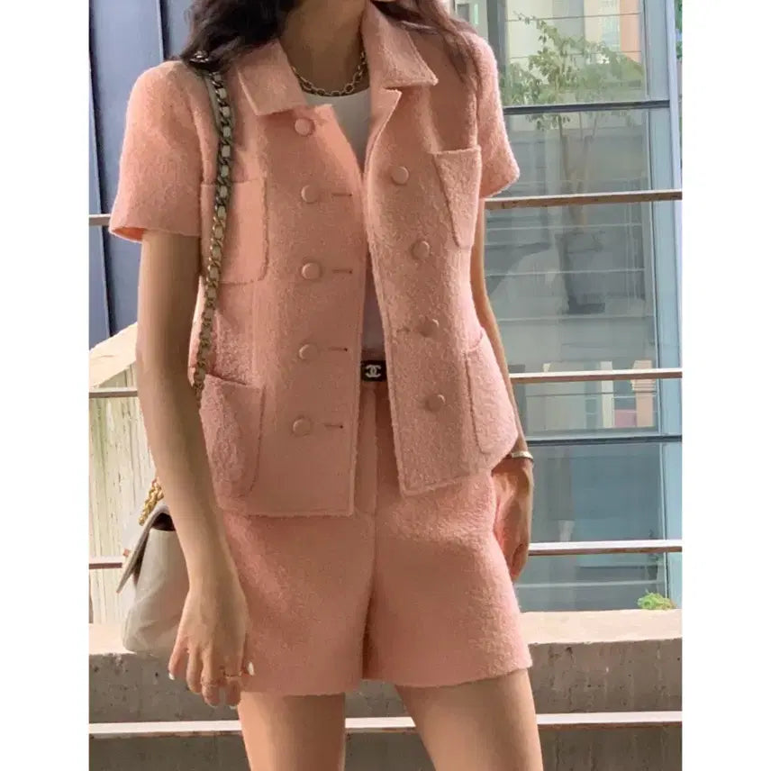 [BUNJANG] R2W Brynn Set-Up (Apricot) - Jacket (M) &amp; Shorts (S) / (새상품) R2W 레디투웨어 브린셋업 - 애프리콧 Brynn