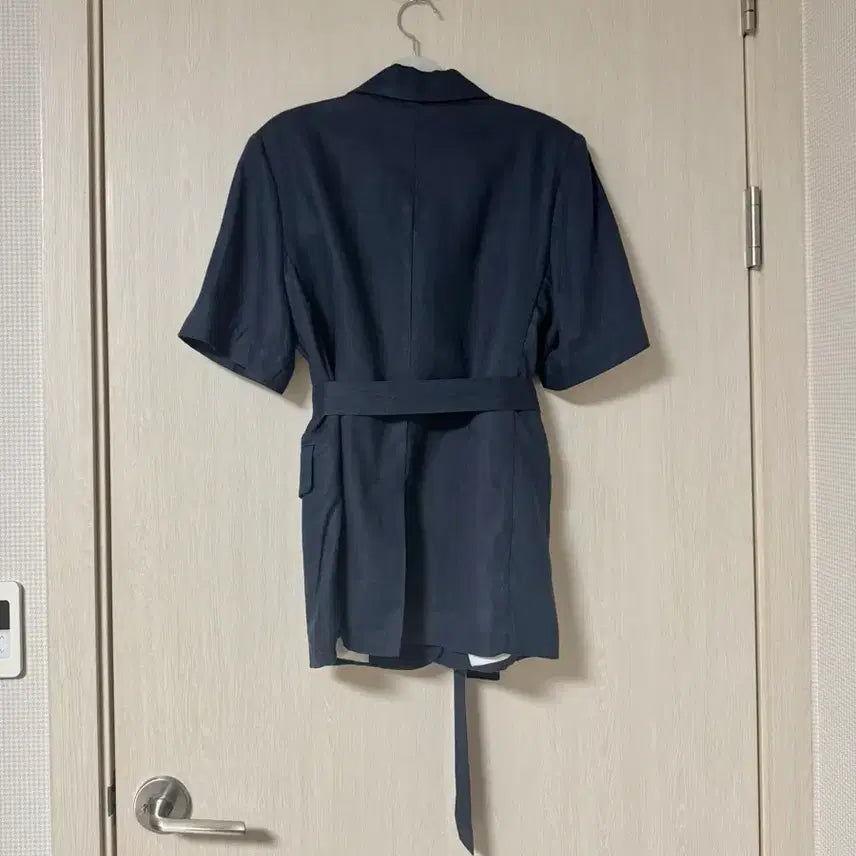 [BUNJANG] Vera Elle Navy Linen Belt Jacket (Free Size) / (새상품) 베라엘르 네이비 린넨 벨트자켓 free