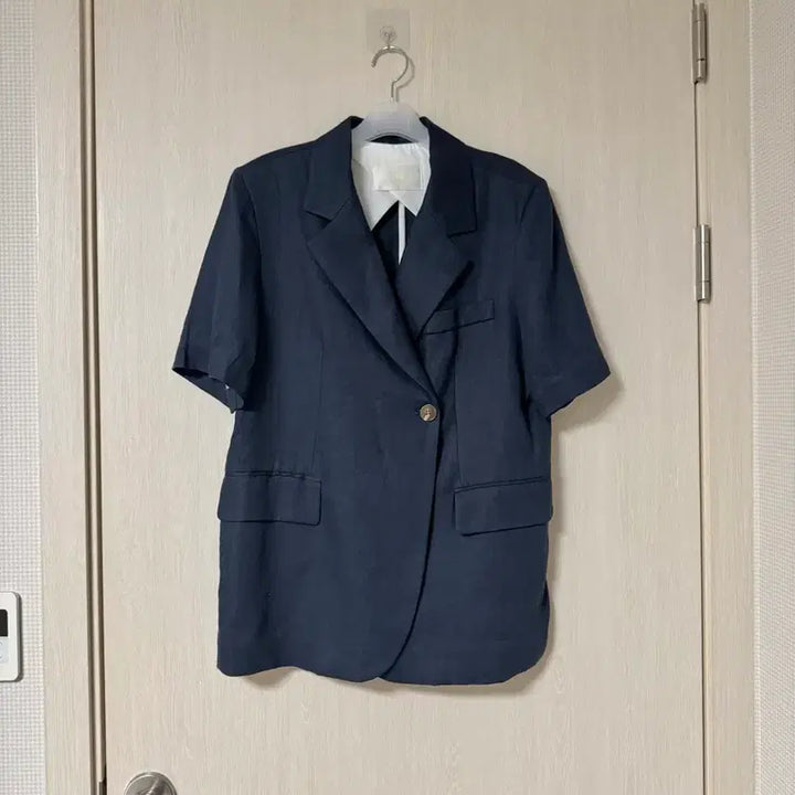 [BUNJANG] Vera Elle Navy Linen Belt Jacket (Free Size) / (새상품) 베라엘르 네이비 린넨 벨트자켓 free