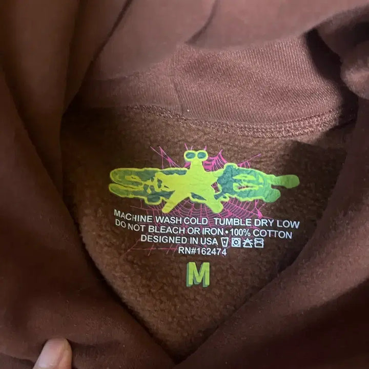 [BUNJANG] Sp5der Hoodie Brown M / Sp5der 스파이더 후드티 브라운 M (새 상품, 마지막 가격)