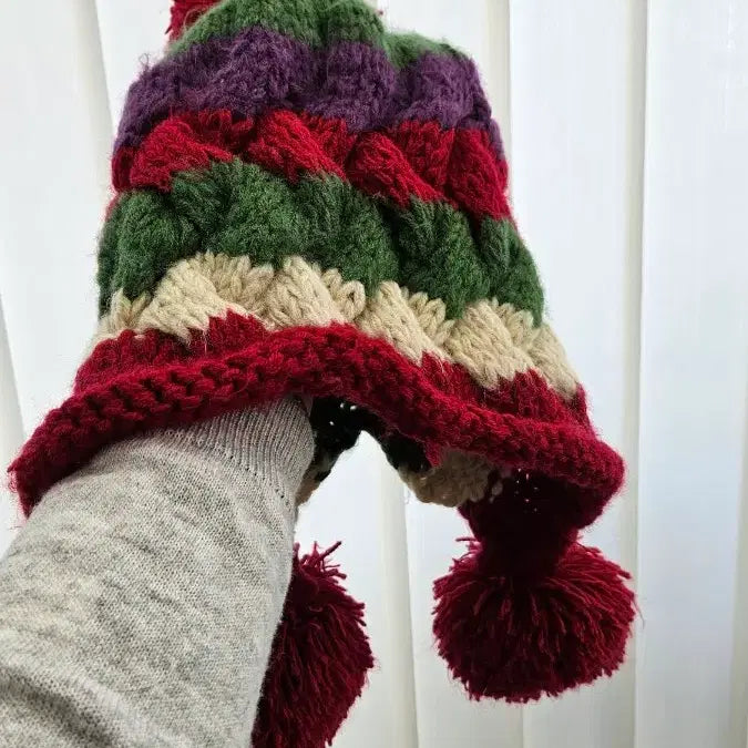 [BUNJANG] Unisex Colorful Knit Hat / 컬러풀 털모자 벙거지 니트 모자