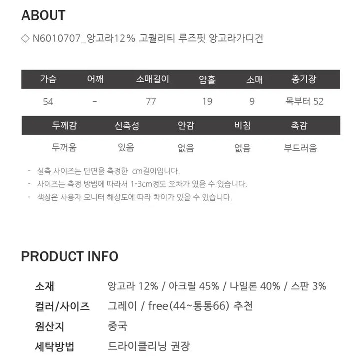 [BUNJANG] Angora Gray Loose Fit Cardigan / 앙고라12% 고퀄리티 루즈핏 앙고라가디건_그레이