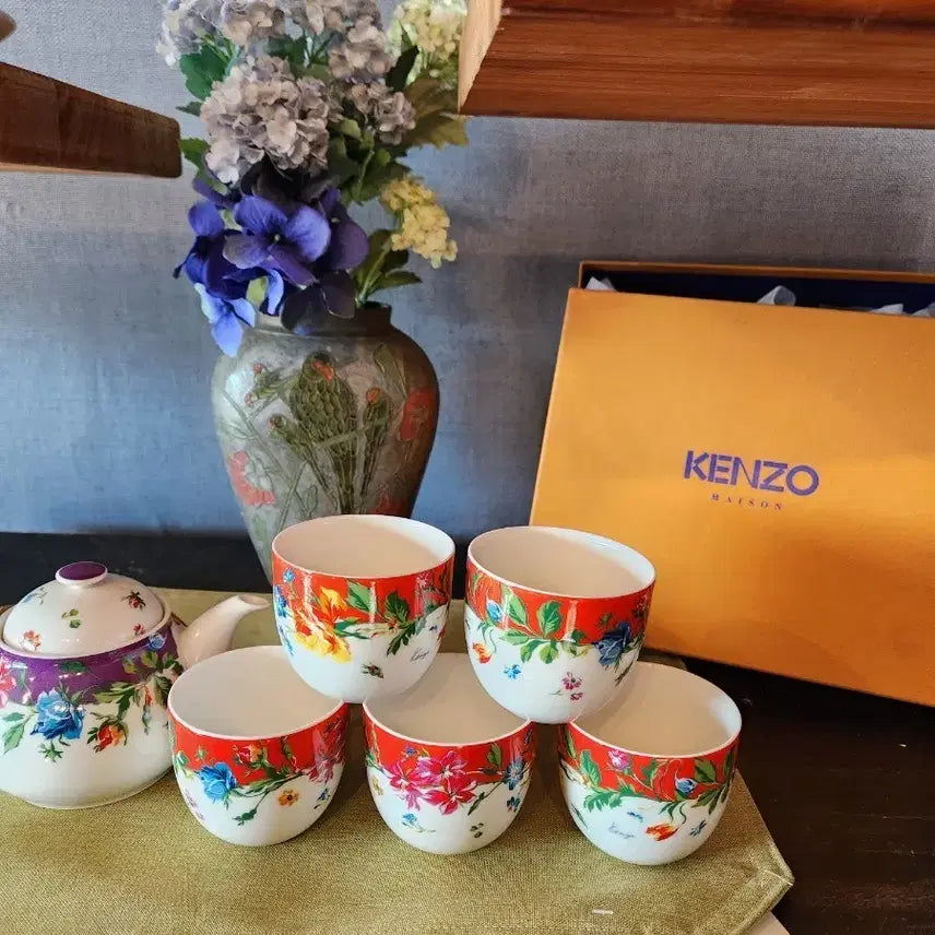 [BUNJANG] KENZO Floral Teapot Set / (새제품)KENZO겐조 플로랄 티팟세트