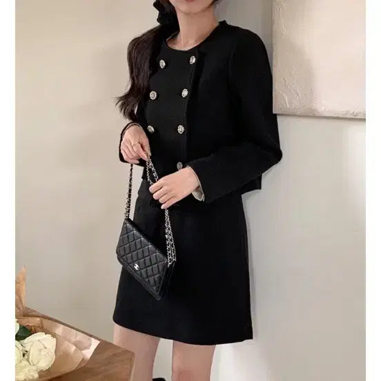 [BUNJANG] Atrangs Black Tweed Two-Piece Set / 아뜨랑스 블랙 트위드 투피스 세트