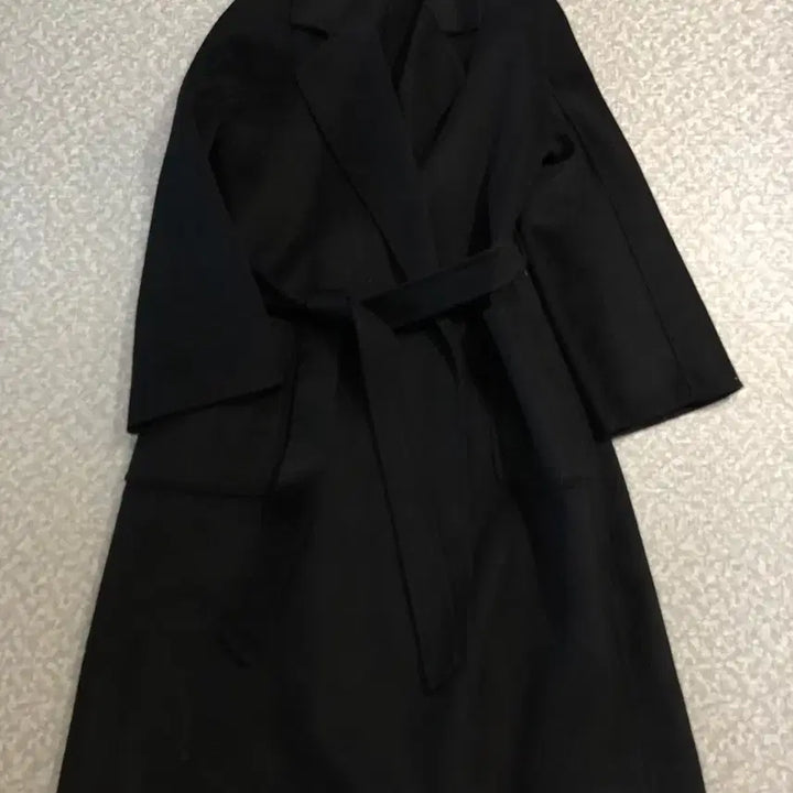 [BUNJANG] Handmade Belted Long Coat / 캐시미어20% 버진울80% 블랙 지블링 핸드메이드 벨트 롱 코트 하객룩
