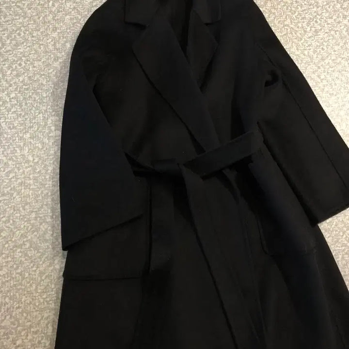 [BUNJANG] Handmade Belted Long Coat / 캐시미어20% 버진울80% 블랙 지블링 핸드메이드 벨트 롱 코트 하객룩