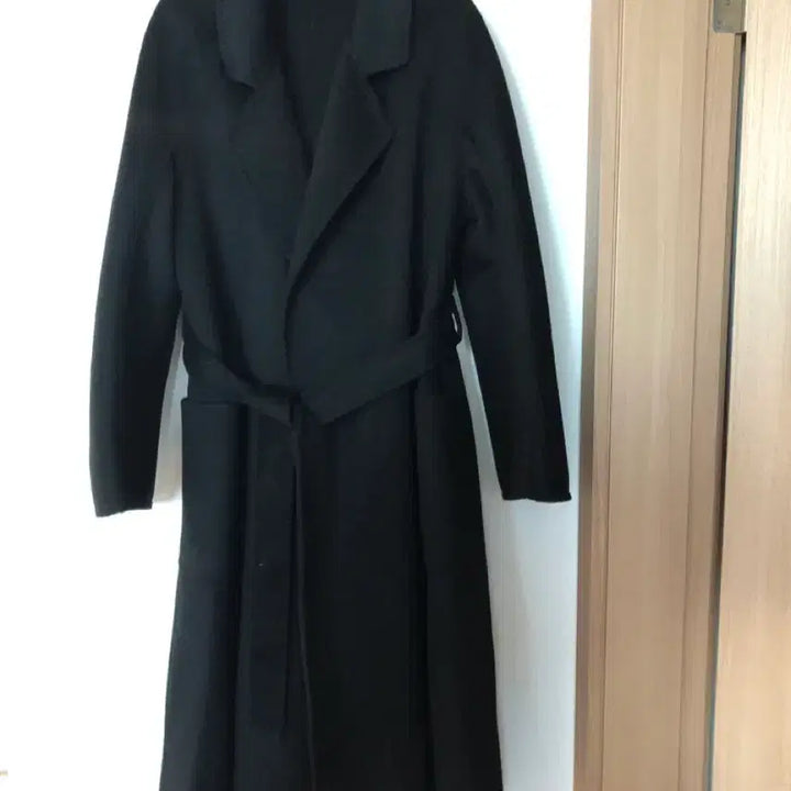 [BUNJANG] Handmade Belted Long Coat / 캐시미어20% 버진울80% 블랙 지블링 핸드메이드 벨트 롱 코트 하객룩