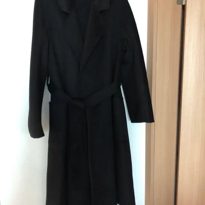 [BUNJANG] Handmade Belted Long Coat / 캐시미어20% 버진울80% 블랙 지블링 핸드메이드 벨트 롱 코트 하객룩