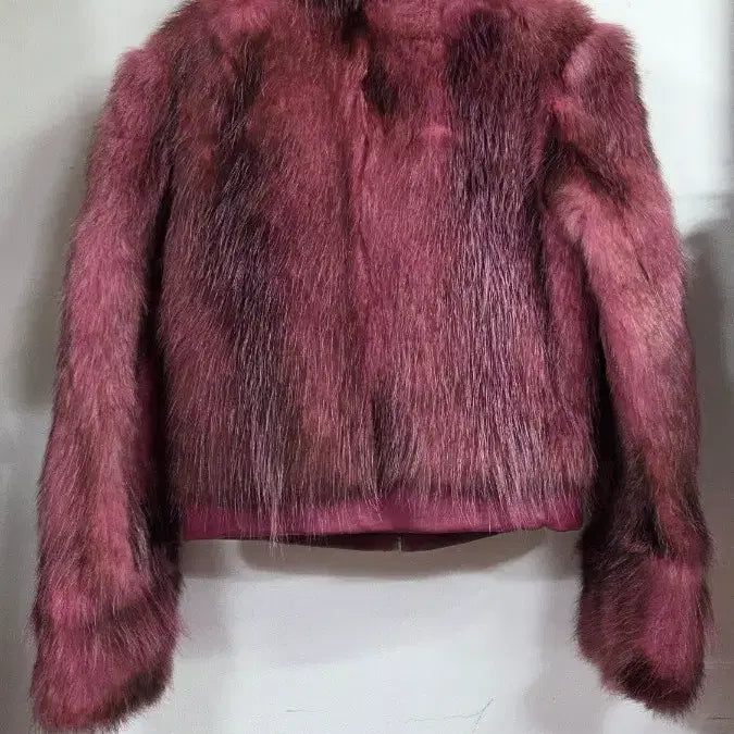 [BUNJANG] Pink Fur Short Jacket / 가죽배색 핑크 퍼 숏 자켓