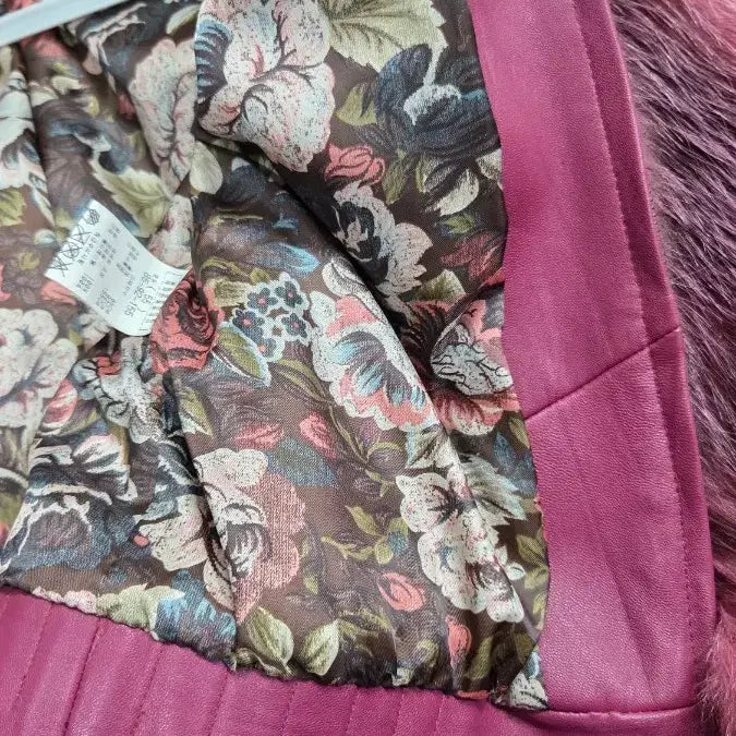 [BUNJANG] Pink Fur Short Jacket / 가죽배색 핑크 퍼 숏 자켓