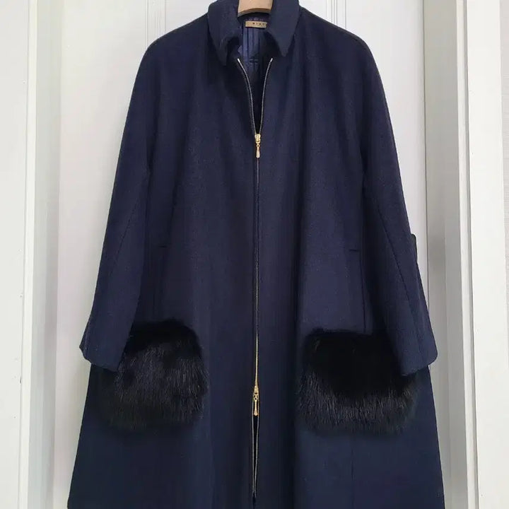 [BUNJANG] BOBOS Wool Blend A-Line Fox Fur Half Coat / <새상품>울혼방 에이라인 폭스 하프코트