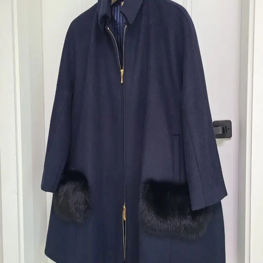 [BUNJANG] BOBOS Wool Blend A-Line Fox Fur Half Coat / <새상품>울혼방 에이라인 폭스 하프코트
