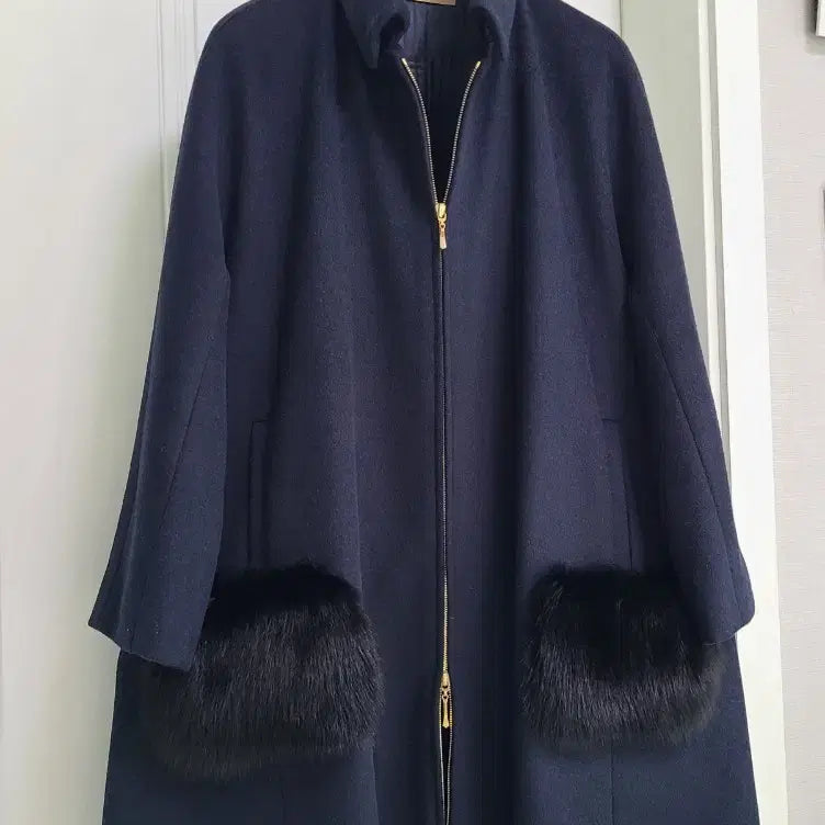 [BUNJANG] BOBOS Wool Blend A-Line Fox Fur Half Coat / <새상품>울혼방 에이라인 폭스 하프코트