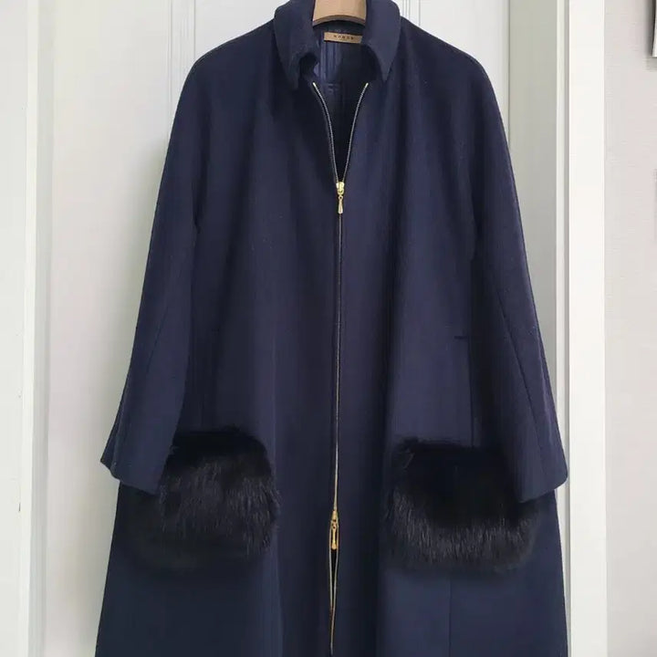 [BUNJANG] BOBOS Wool Blend A-Line Fox Fur Half Coat / <새상품>울혼방 에이라인 폭스 하프코트