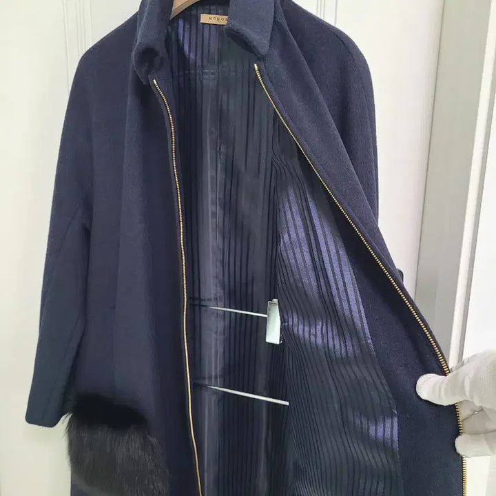 [BUNJANG] BOBOS Wool Blend A-Line Fox Fur Half Coat / <새상품>울혼방 에이라인 폭스 하프코트
