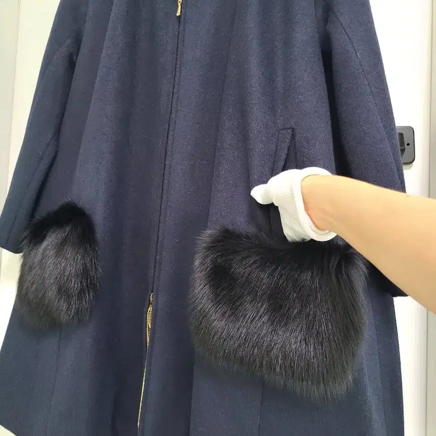 [BUNJANG] BOBOS Wool Blend A-Line Fox Fur Half Coat / <새상품>울혼방 에이라인 폭스 하프코트