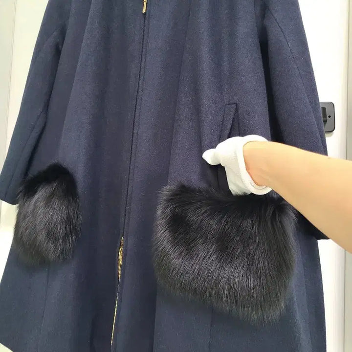 [BUNJANG] BOBOS Wool Blend A-Line Fox Fur Half Coat / <새상품>울혼방 에이라인 폭스 하프코트