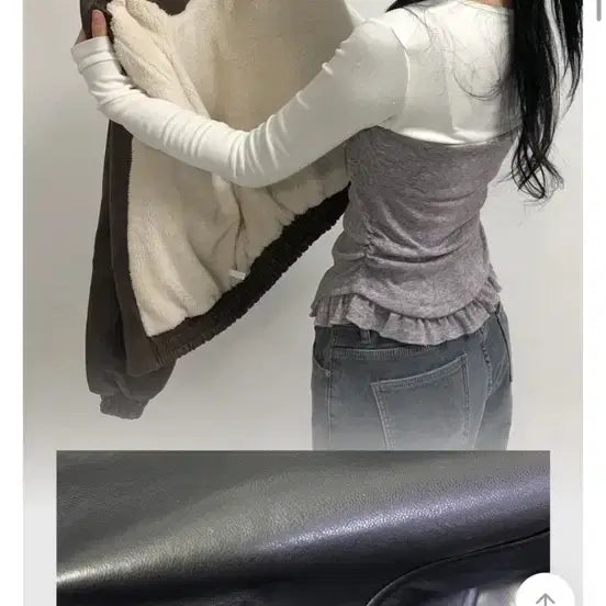 [BUNJANG] Fleece Lined Leather Jacket / 안감 뽀글이 레더 자켓