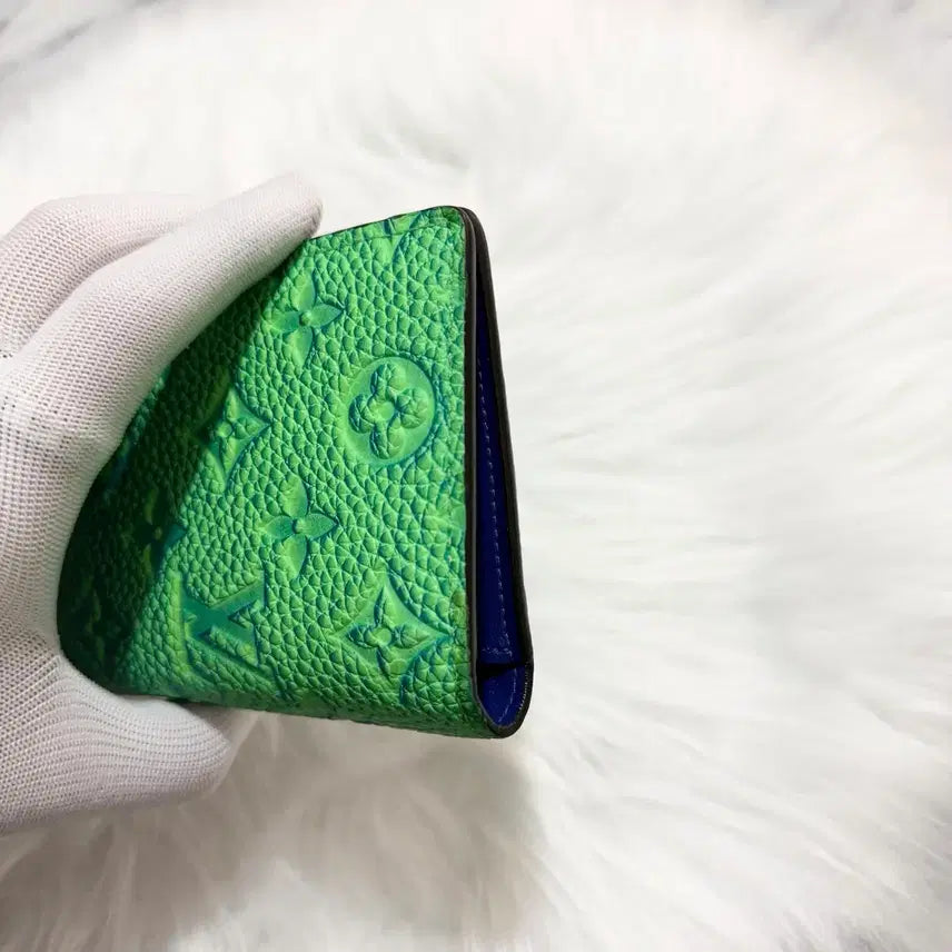 [BUNJANG] Louis Vuitton Monogram Taurillon Brazza Wallet Long Wallet / [정품] 루이비통 모노그램 토뤼옹 블루그린 브라짜월릿 장지갑 한정판