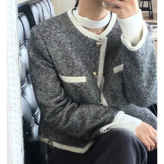 [BUNJANG] Be:har Grey Tweed Jacket / 베하르 그레이 트위드 자켓