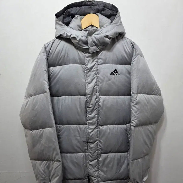 [BUNJANG] Adidas Gray Hooded Padded Jacket (Size M) / 아디다스 후드 패딩 점퍼 그레이 M