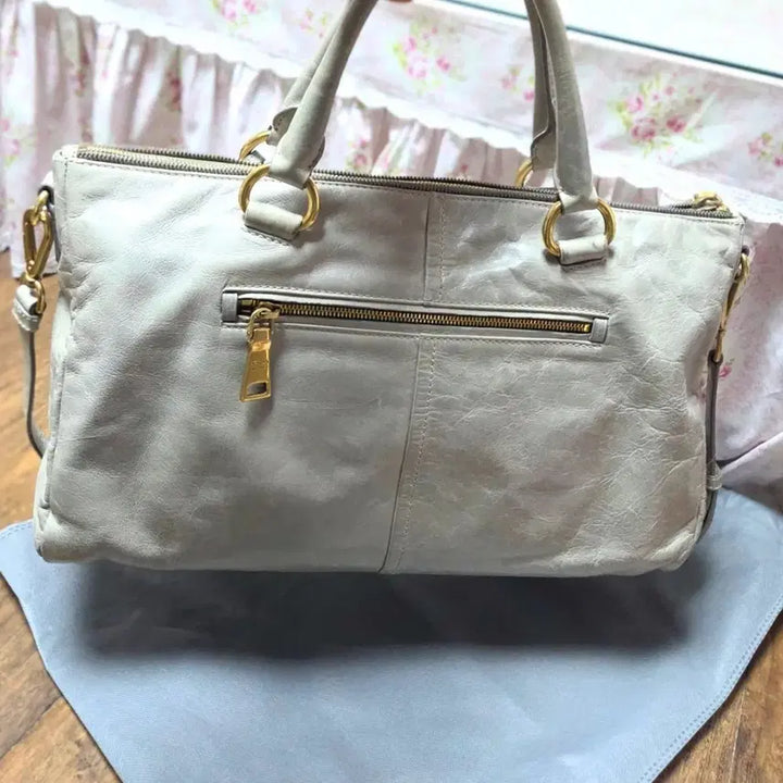 [BUNJANG] Prada Vitello Tote/Shoulder Bag / 정품 프라다 비텔로 토트백/숄더백 베이지/연그린+그레이