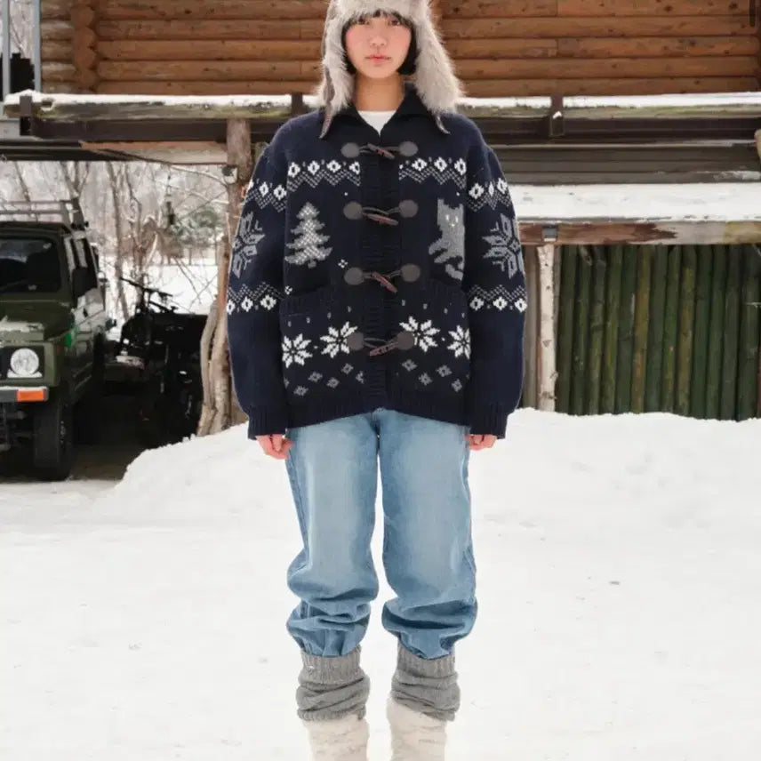 [BUNJANG] Somewhere Butter Navy Cowichan Cardigan / 썸웨어버터 네이비 코위찬 가디건