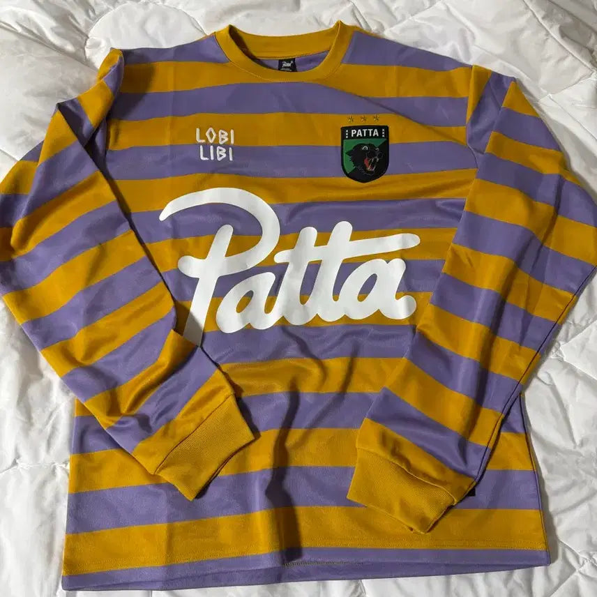 [BUNJANG] Patta Stripe Long Sleeve Football Jersey / 새 상품 파타 Patta 스트라이프 롱슬리브 풋볼 저지 긴팔티
