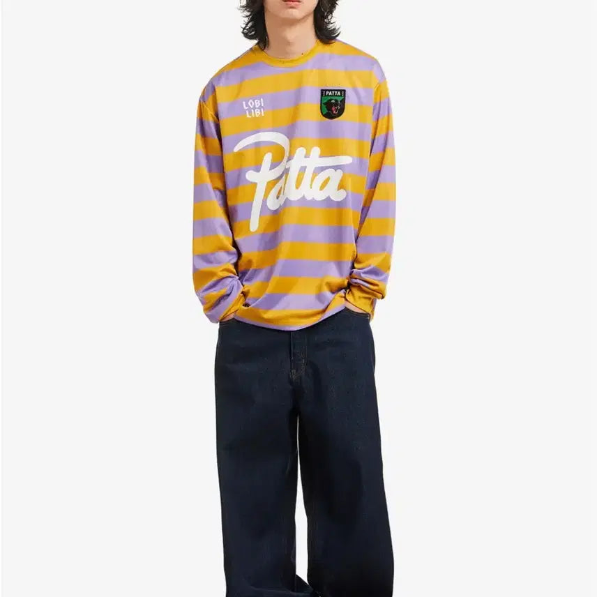 [BUNJANG] Patta Stripe Long Sleeve Football Jersey / 새 상품 파타 Patta 스트라이프 롱슬리브 풋볼 저지 긴팔티