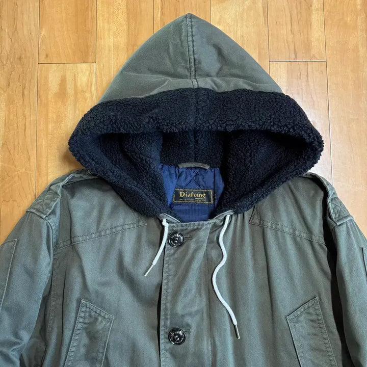 [BUNJANG] DIAPVINE B9 Parka Jacket - Khaki/Black L / 디아프바인 B9 파카 자켓 카키/블랙 L