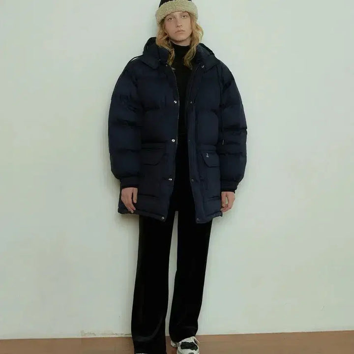 [BUNJANG] Overdue Flare Navy Duck Down Jacket / 오버듀플레어 네이비 덕다운 패딩