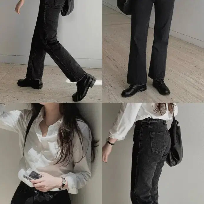 [BUNJANG] Slow and Black Semi-Bootcut Denim Pants (S) / 슬로우앤드 - 다크톤 세미부츠컷 흑청데님팬츠 (S)