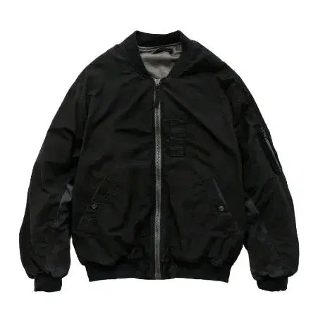 [BUNJANG] Polytelu 1011 Reversible Patched MA-1 Jacket / [4]폴리테루 1011 리버시블 패치드 마원 워시드 블랙 (다이드 머드)