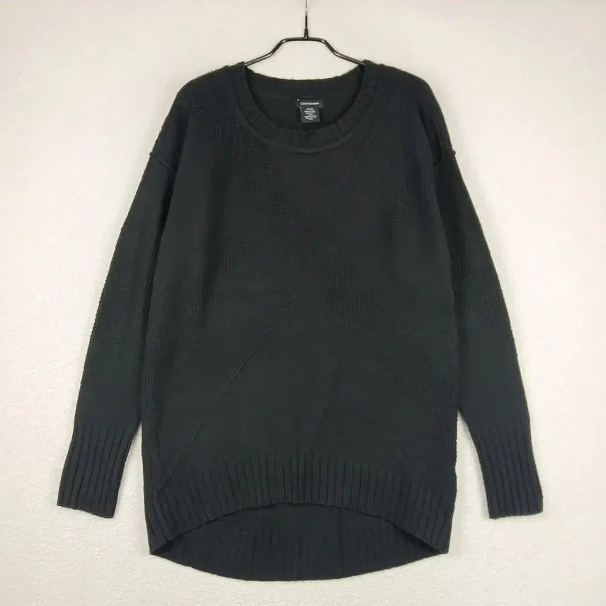 [BUNJANG] Calvin Klein Women's Pattern Knit Sweater (S) / 캘빈클라인 여성 블랙 패턴 니트 스웨터(S)