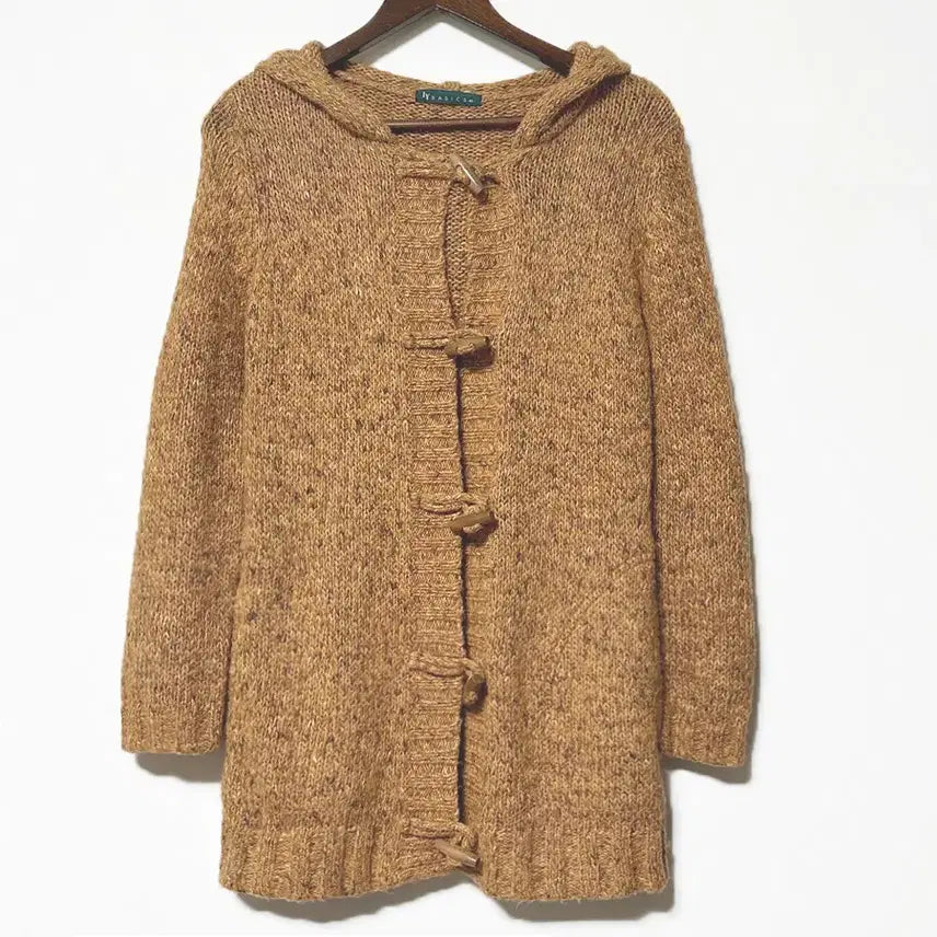 [BUNJANG] Vintage Tteokbokki Button Hooded Mohair Wool Long Cardigan / 일본빈티지 떡볶이단추 후드 모헤어울니트 롱가디건 머스터드 모리걸하구미룩