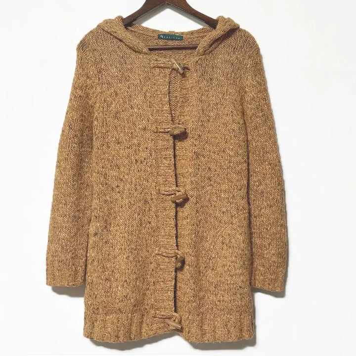 [BUNJANG] Vintage Tteokbokki Button Hooded Mohair Wool Long Cardigan / 일본빈티지 떡볶이단추 후드 모헤어울니트 롱가디건 머스터드 모리걸하구미룩
