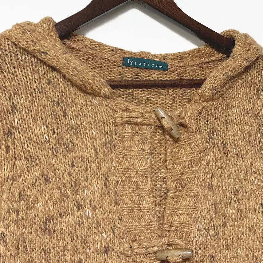 [BUNJANG] Vintage Tteokbokki Button Hooded Mohair Wool Long Cardigan / 일본빈티지 떡볶이단추 후드 모헤어울니트 롱가디건 머스터드 모리걸하구미룩