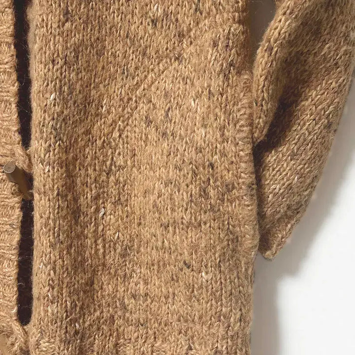 [BUNJANG] Vintage Tteokbokki Button Hooded Mohair Wool Long Cardigan / 일본빈티지 떡볶이단추 후드 모헤어울니트 롱가디건 머스터드 모리걸하구미룩