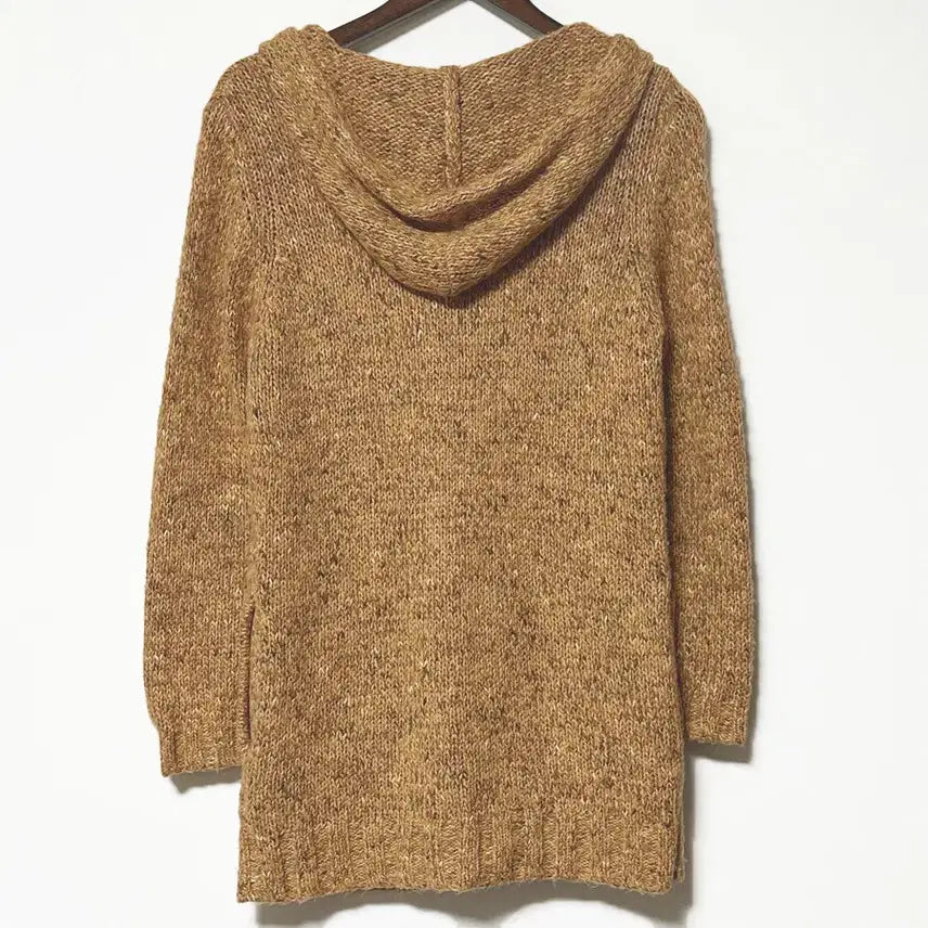 [BUNJANG] Vintage Tteokbokki Button Hooded Mohair Wool Long Cardigan / 일본빈티지 떡볶이단추 후드 모헤어울니트 롱가디건 머스터드 모리걸하구미룩