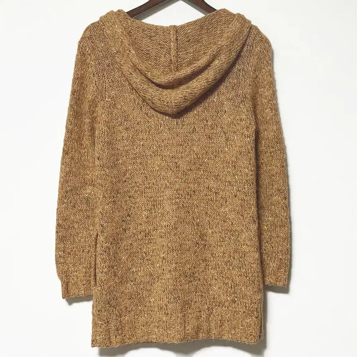 [BUNJANG] Vintage Tteokbokki Button Hooded Mohair Wool Long Cardigan / 일본빈티지 떡볶이단추 후드 모헤어울니트 롱가디건 머스터드 모리걸하구미룩