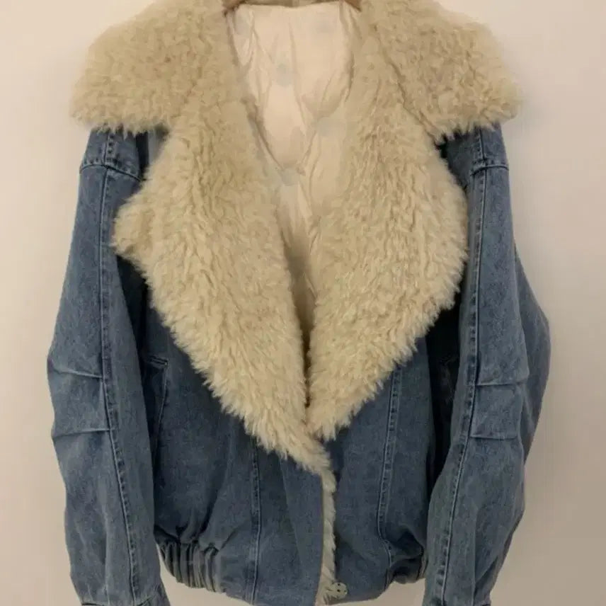 [BUNJANG] Unbranded Duck Down Denim Jacket / 양털카라 덕다운 데님자켓