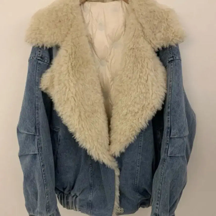 [BUNJANG] Unbranded Duck Down Denim Jacket / 양털카라 덕다운 데님자켓